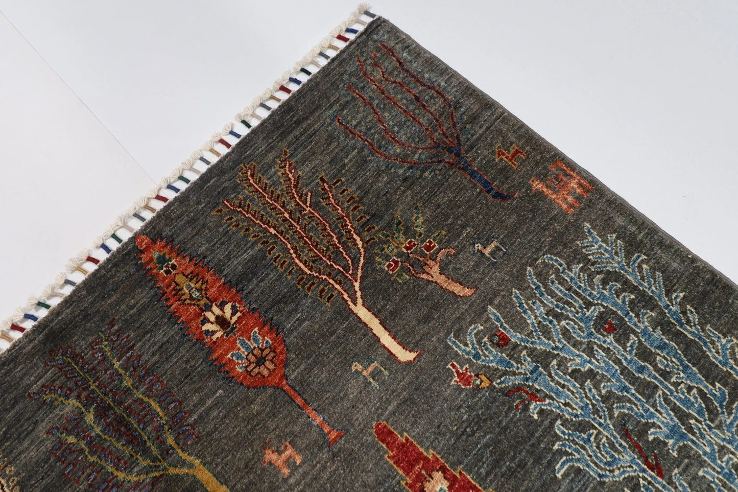 149 x 208 cm | Tree Afghan Tribal Hand Knotted Veg Dye Wool Carpet