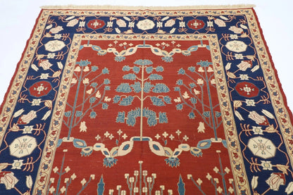 172 x 230 cm | Flat Weaved Afghan Tribal Hand Knotted Veg Dye Wool Carpet