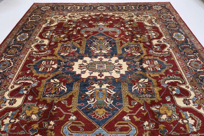 279 x 372 cm | Heriz Afghan Tribal Hand Knotted Carpet