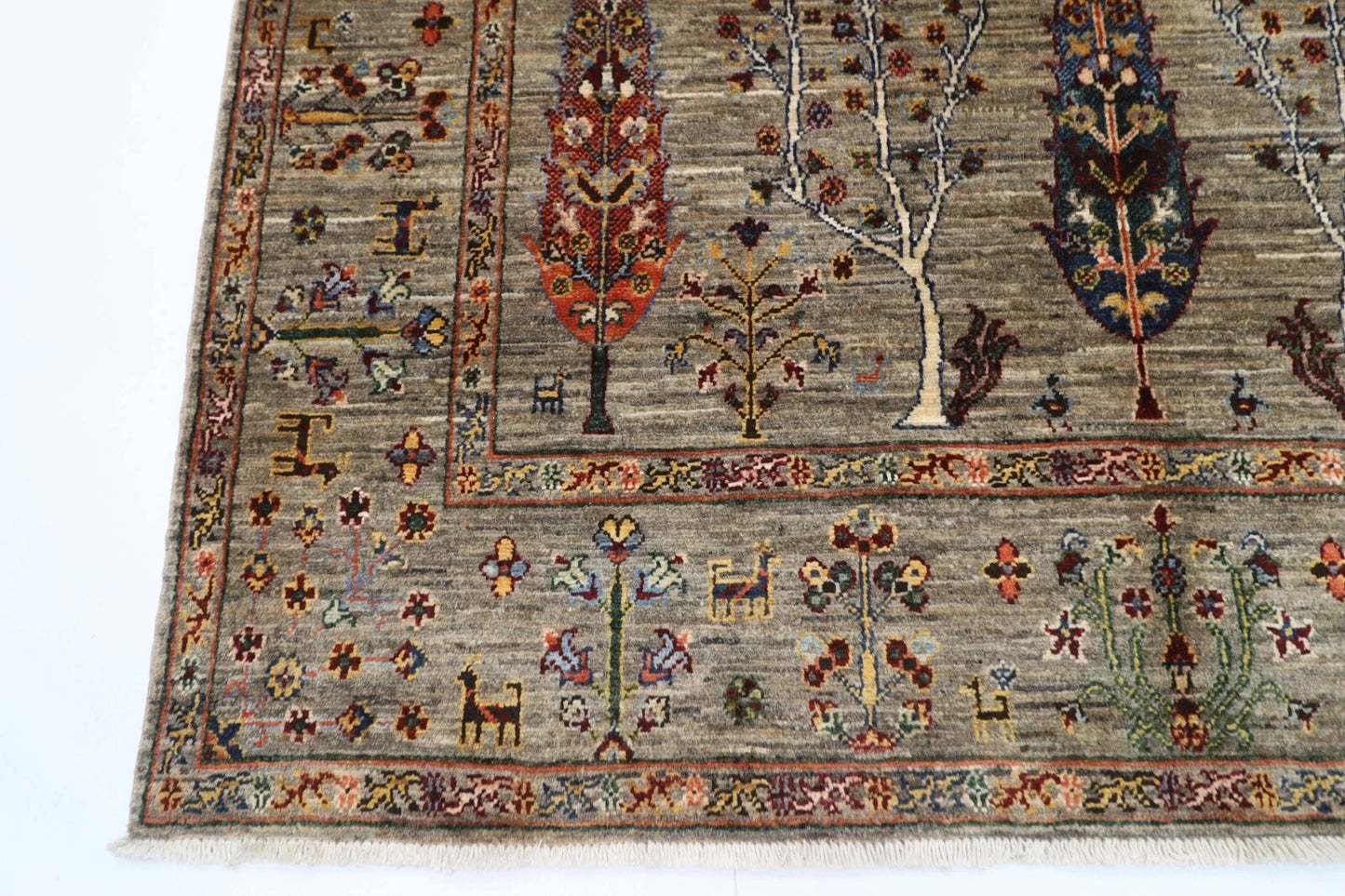 153 x 202 cm | Tree of Life Afghan Tribal Hand Knotted Veg Dye Wool Carpet