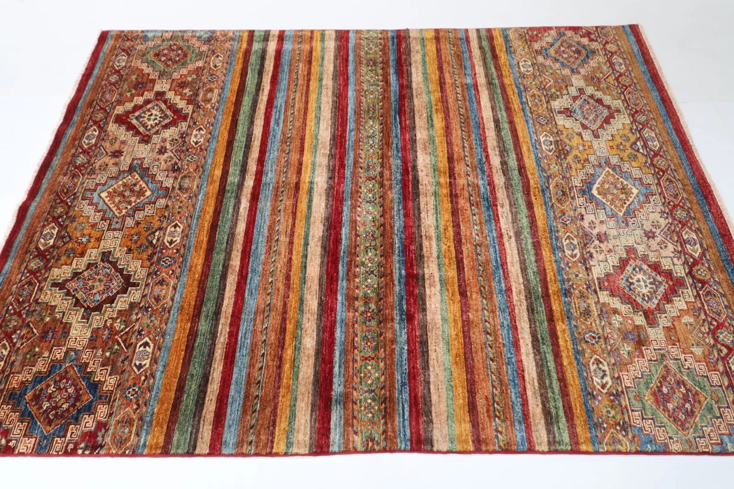 154 x 206 cm | Khorjun Afghan Tribal Hand Knotted Veg Dye Wool carpet