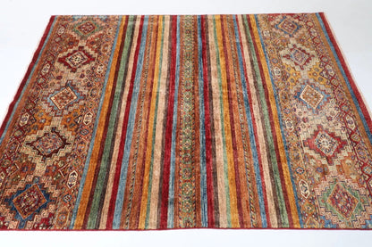 154 x 206 cm | Khorjun Afghan Tribal Hand Knotted Veg Dye Wool carpet