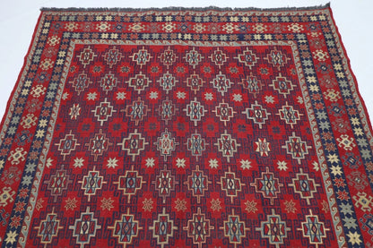 180 x 231 cm | Sumak Afghan Tribal Hand Knotted Veg Dye Wool Kilim
