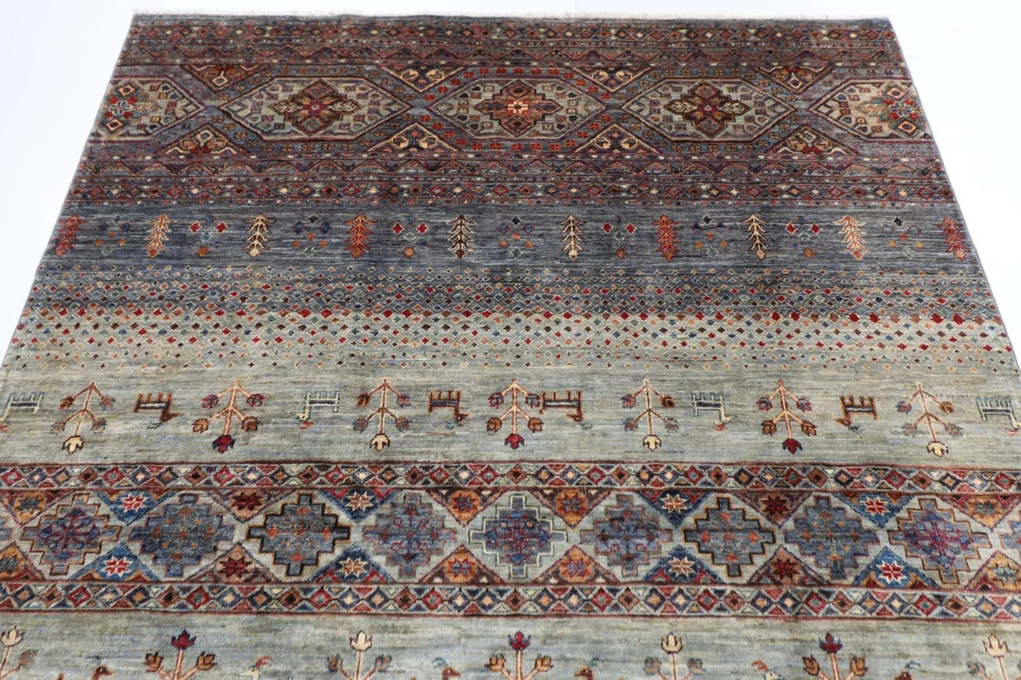 177 x 245 cm | Afghan Tribal Hand Knotted Veg Dye Wool Carpet