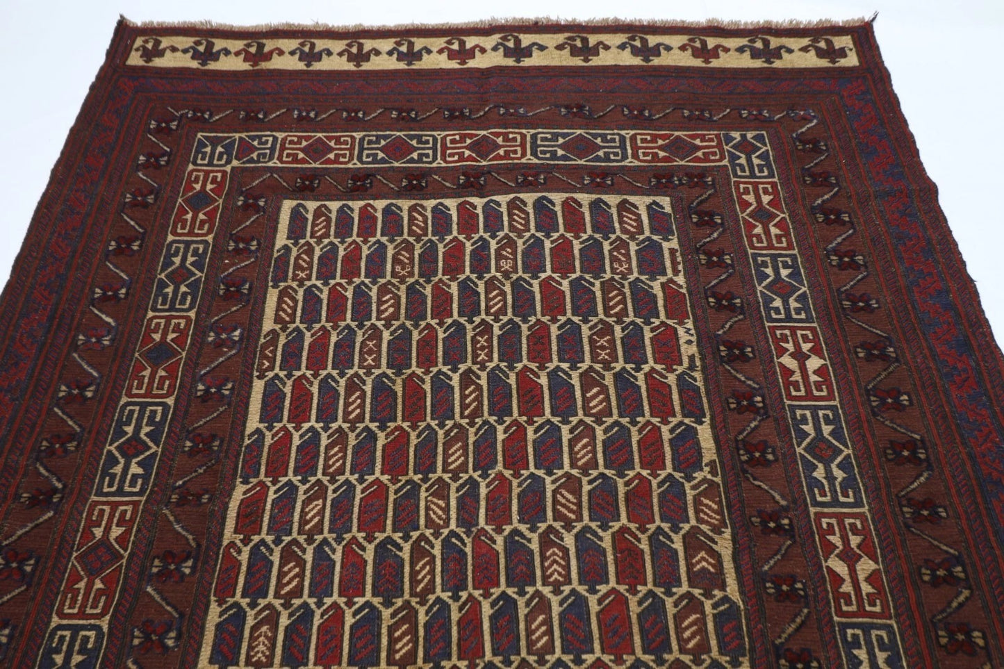 188 x 245 cm | Vintage Kilim Afghan Tribal Hand Knotted Veg Dye Wool Carpet