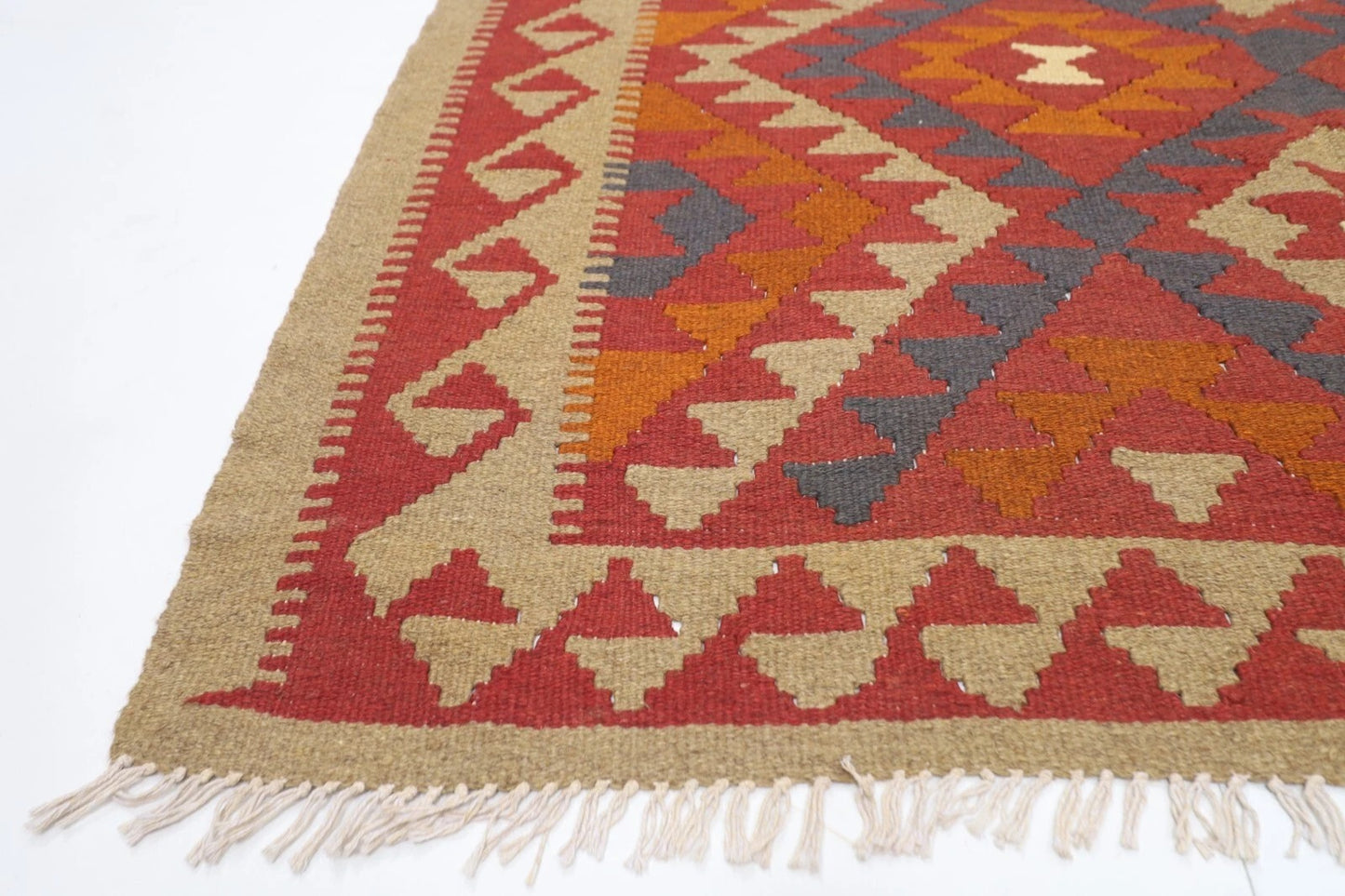 144 x 244 cm | Flat Weave Afghan Tribal Hand Knotted Veg Dye Wool Carpet