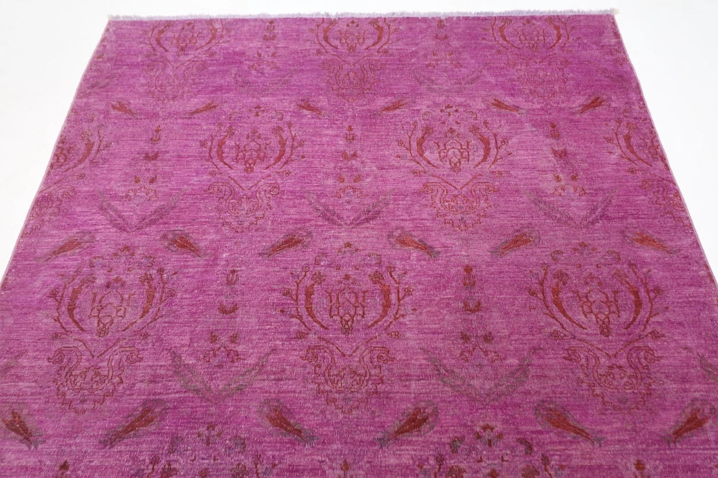 177 x 257 cm | Gabbeh Purple Afghan Tribal Hand Knotted Veg Overdye  Wool Carpet