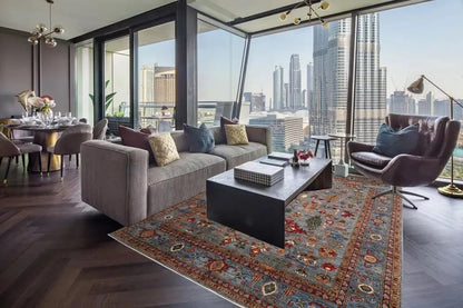 277 x 360 cm | Aryana Grey Afghan Tribal Hand Knotted Carpet