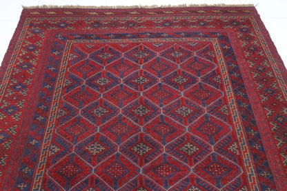 206 x 276 cm | Vintage Flat Weaved Carpet Kilim Afghan Tribal Hand Knotted Carpet