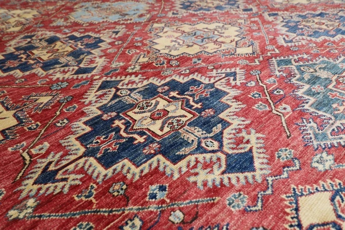 231 x 336 cm | Kazak Afghan Tribal Hand Knotted Carpet