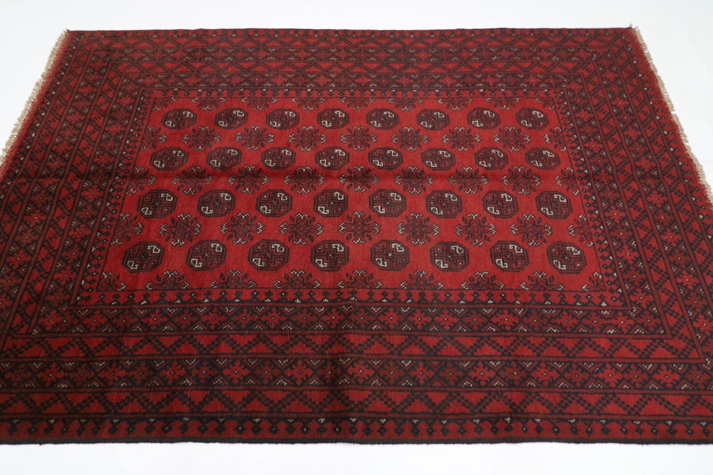 156 x 238 cm | Akja Bokhara Tribal Hand Knotted Veg Dye Wool Carpet
