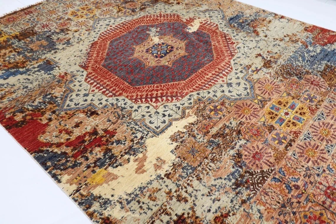 271 x 362 cm | Abstract Mamluk Afghan Hand Knotted Carpet