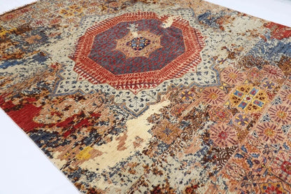 271 x 362 cm | Abstract Mamluk Afghan Hand Knotted Carpet