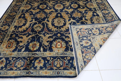 277 x 361 cm | Navy Oriental Afghan Tribal Hand Knotted Carpet