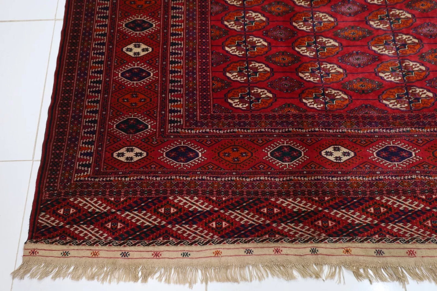 266 x 370 cm | Turkmen Bokhara Tribal Hand Knotted Carpet
