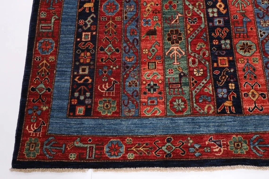 148 x 207 cm | Fine Afghan Tribal Hand Knotted Veg Dye Wool Carpet