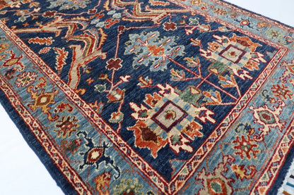 92 x 353 cm | Navy Afghan Tribal Hand Knotted Wool Runner