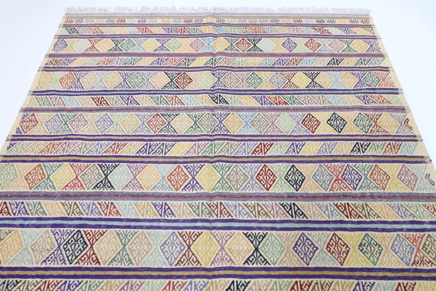 195 x 299 cm | Flat weaved Afghan Tribal Hand Knotted Carpet