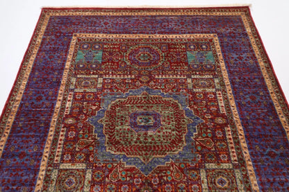 134 x 172 cm | Mamluk Afghan Tribal Hand Knotted Veg Dye Wool carpet