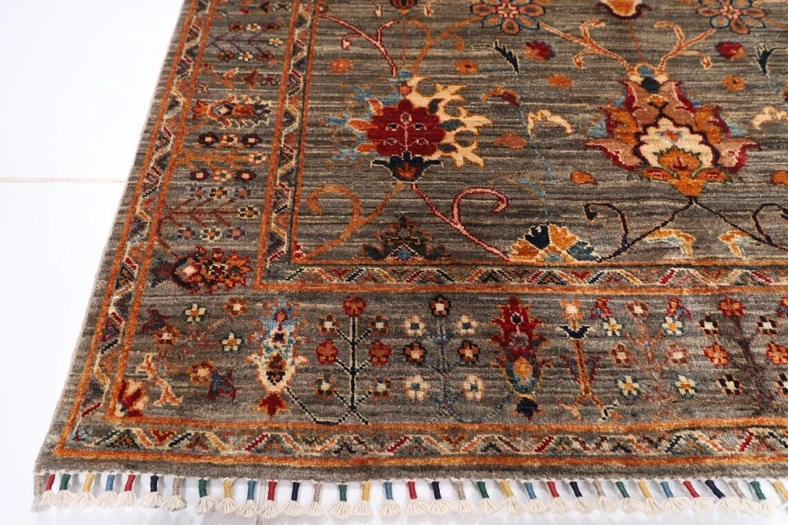 152 x 197 cm | Sultani Afghan Tribal Hand Knotted Veg Dye Wool Carpet