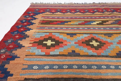 147 x 233 cm | Flat Weaved Afghan Tribal Hand Knotted Veg Dye Wool Carpet