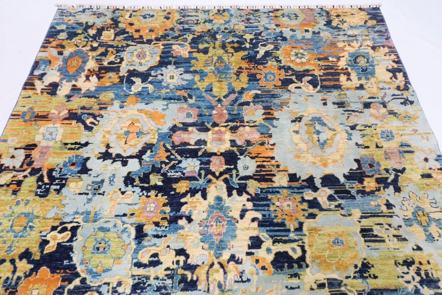195 x 303 cm | Abstract Silk / Wool Afghan Tribal Hand Knotted Carpet