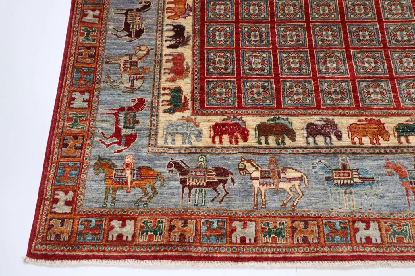 172 x 246 cm | Pazyryk Afghan Tribal Hand Knotted Veg Dye Wool Carpet