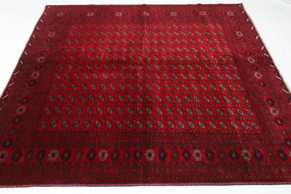208 x 252 cm | Fine Mori Bokhara Afghan Tribal Hand Knotted Carpet