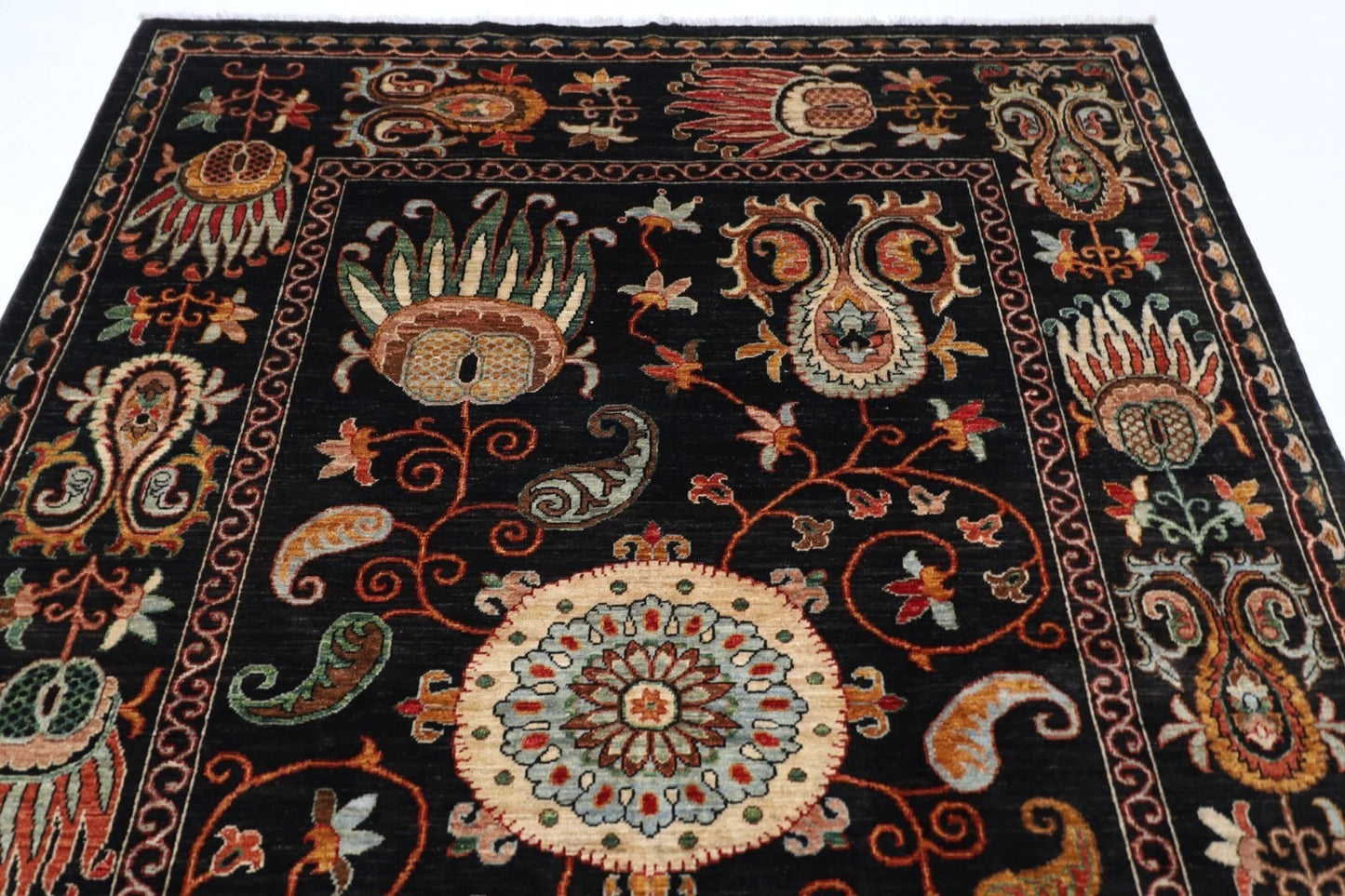 197 x 273 cm | Suzani Afghan Tribal Hand Knotted Carpet
