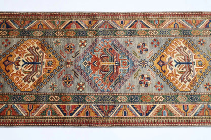 80 x 293 cm | Kazak Afghan Tribal Hand Knotted Wool Runner