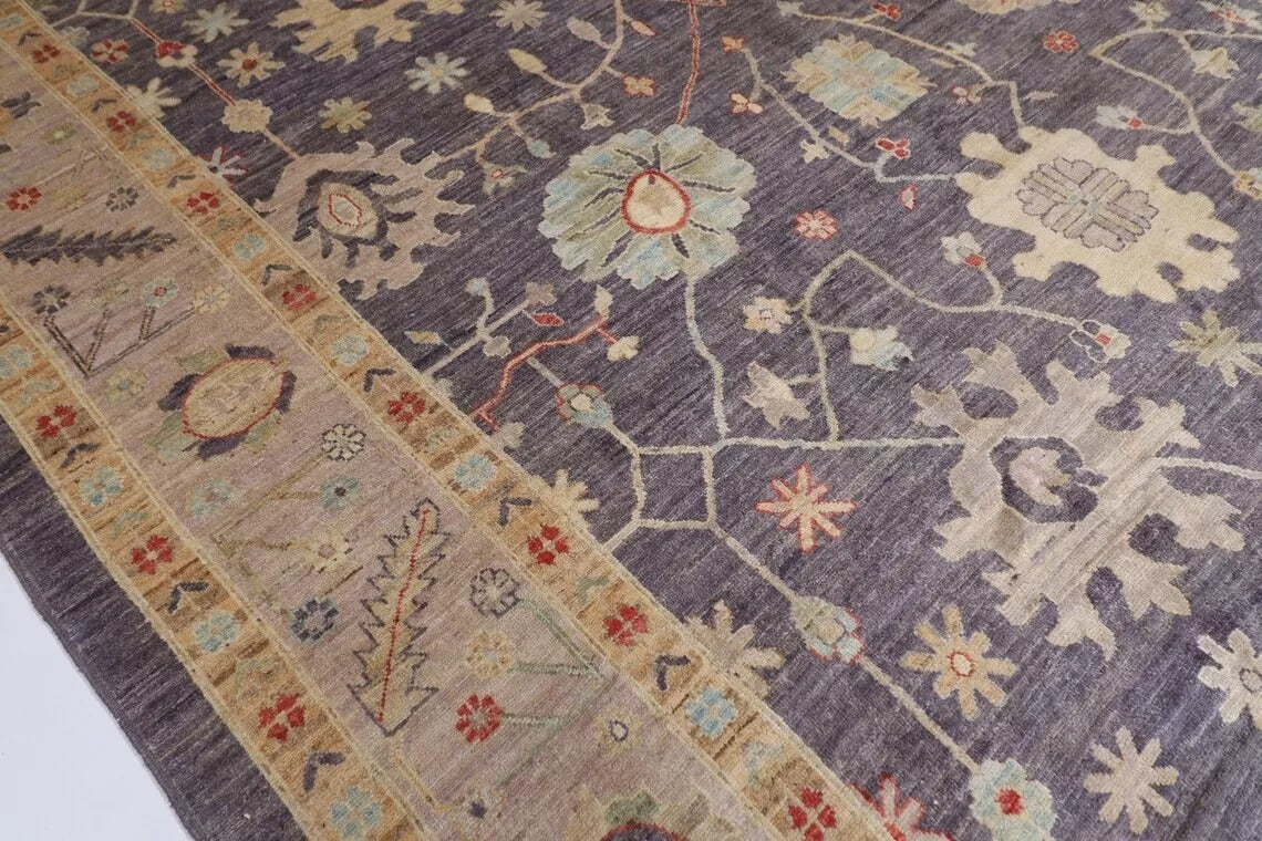 311 x 425 cm | Oushak Grey Afghan Tribal Hand Knotted Carpet