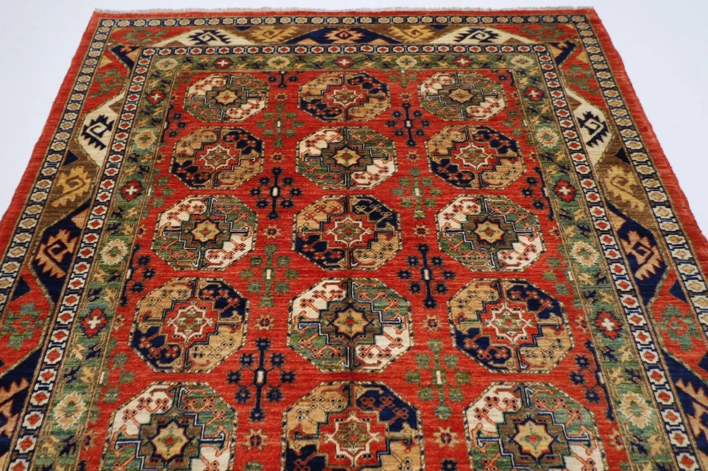 184 x 240 cm | Ersari Afghan Tribal Hand Knotted Veg Dye Wool Carpet
