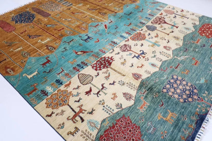 257 x 304 cm | Landscape Afghan Tribal Hand Knotted Carpet
