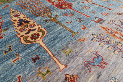 153 x 203 cm | Trees Afghan Tribal Hand Knotted Veg Dye Wool carpet