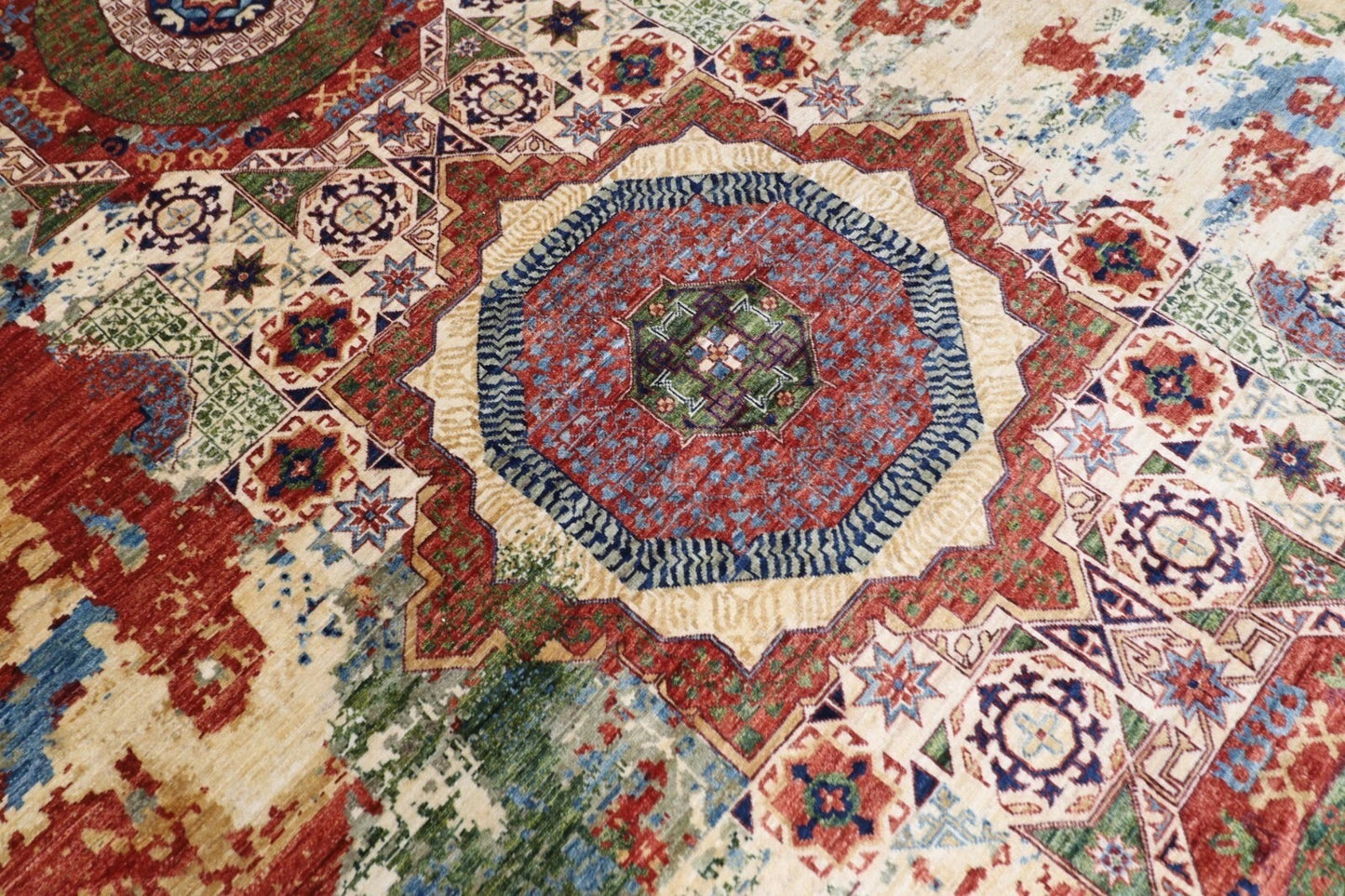 307 x 435 cm | Abstract Mamluk Afghan Hand Knotted Carpet