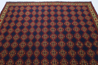222 x 244 cm | Sumak Flat Weave Afghan Tribal Hand Knotted Veg Dye Wool Carpet