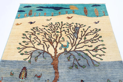 173 x242 cm | Afghan Tribal Hand Knotted Veg Dye Wool Carpet