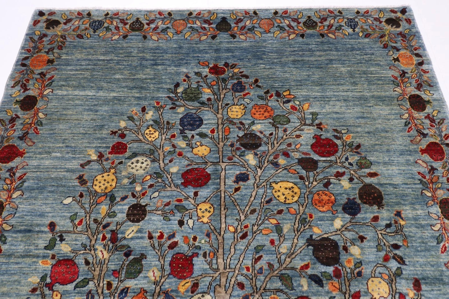178 x 246 cm | Pomegranate Afghan Tribal Hand Knotted Veg Dye Wool Carpet