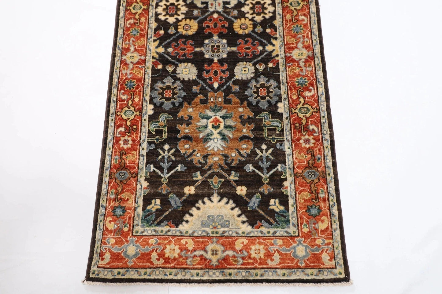 81 x 441 cm | Brown Afghan Tribal Hand Knotted Wool Runner