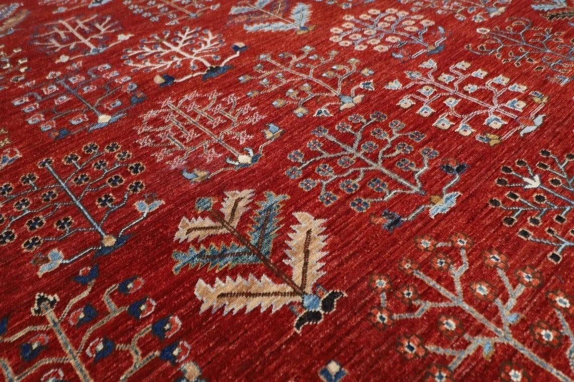 269 x 354 cm | Plants and Trees Afghan Hand Knotted Carpet