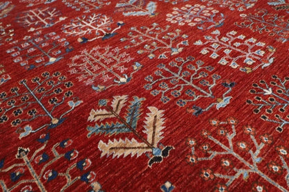 269 x 354 cm | Plants and Trees Afghan Hand Knotted Carpet