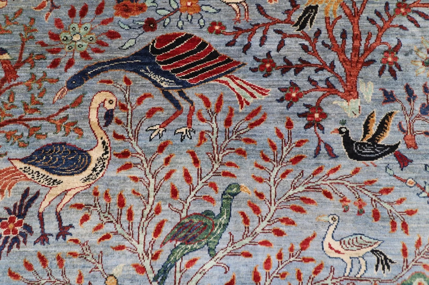 176 x 268 cm |  Birds Gray Afghan Tribal Hand Knotted Veg Dye Wool carpet