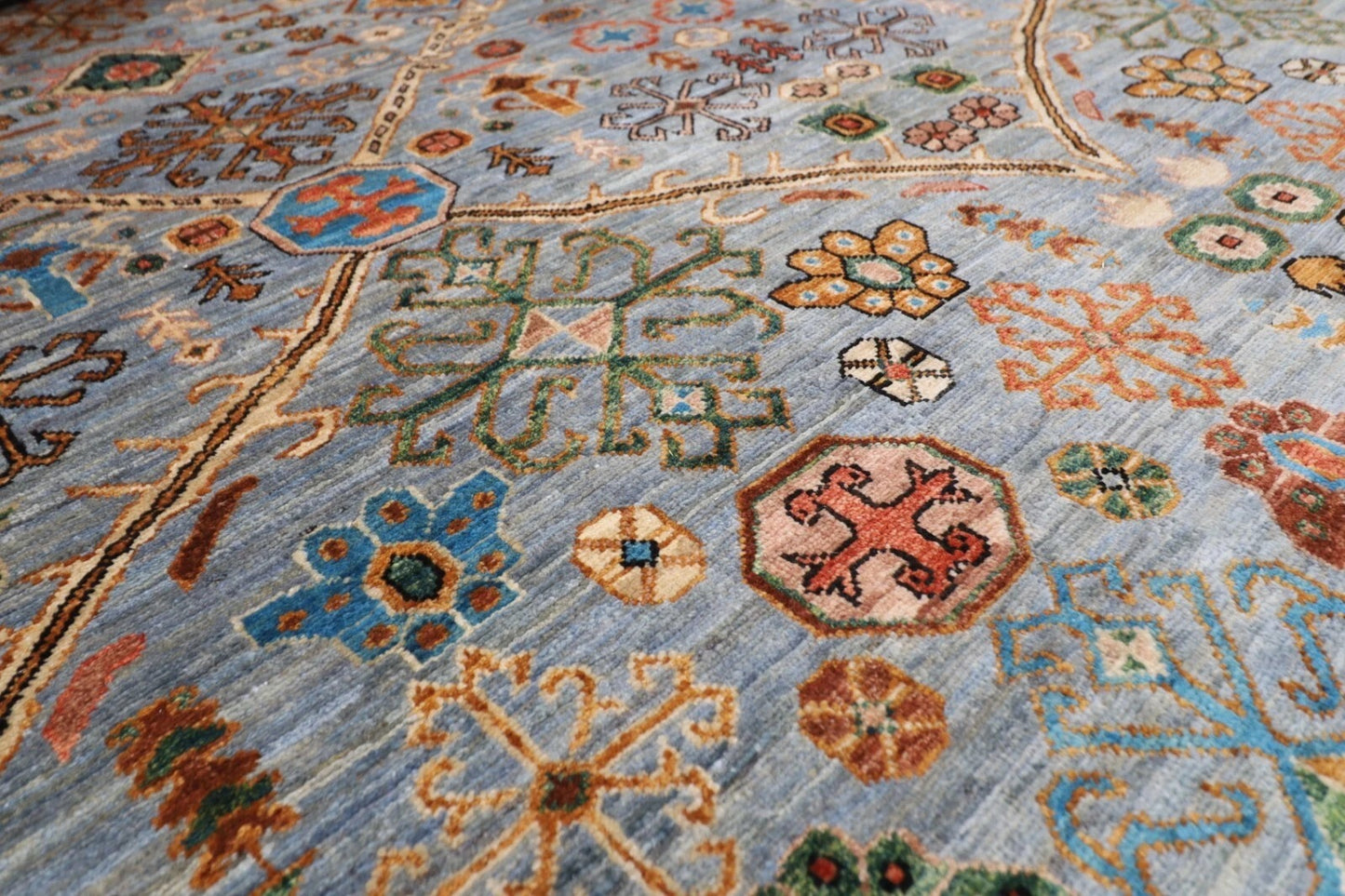 182 x 270 cm |  Gray Afghan Tribal Hand Knotted Veg Dye Wool carpet