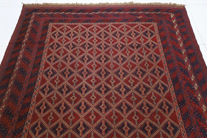 190 x 259 cm | Barjesta Red Flat Weaved Afghan Tribal Hand Knotted Carpet Kilim