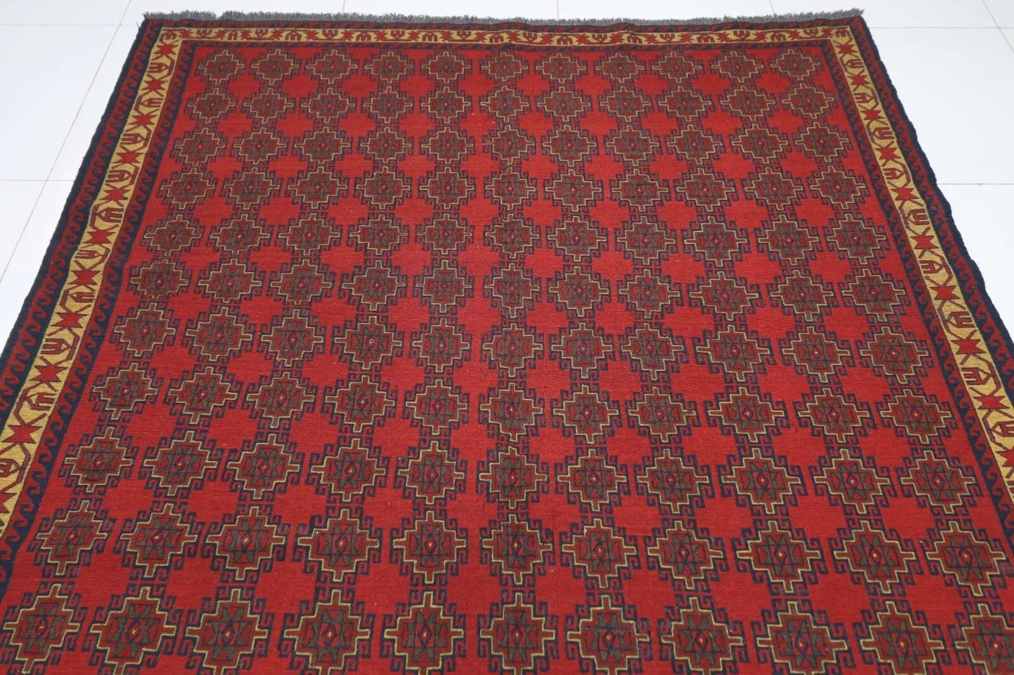 198 x 294 cm | Sumak Flat Weaved Afghan Tribal Hand Knotted Carpet
