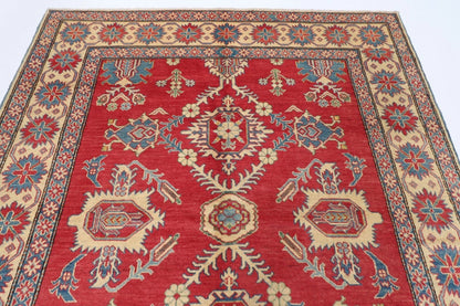 195 x 253 cm | Kazak Afghan Tribal Hand Knotted Veg Dye Wool Carpet