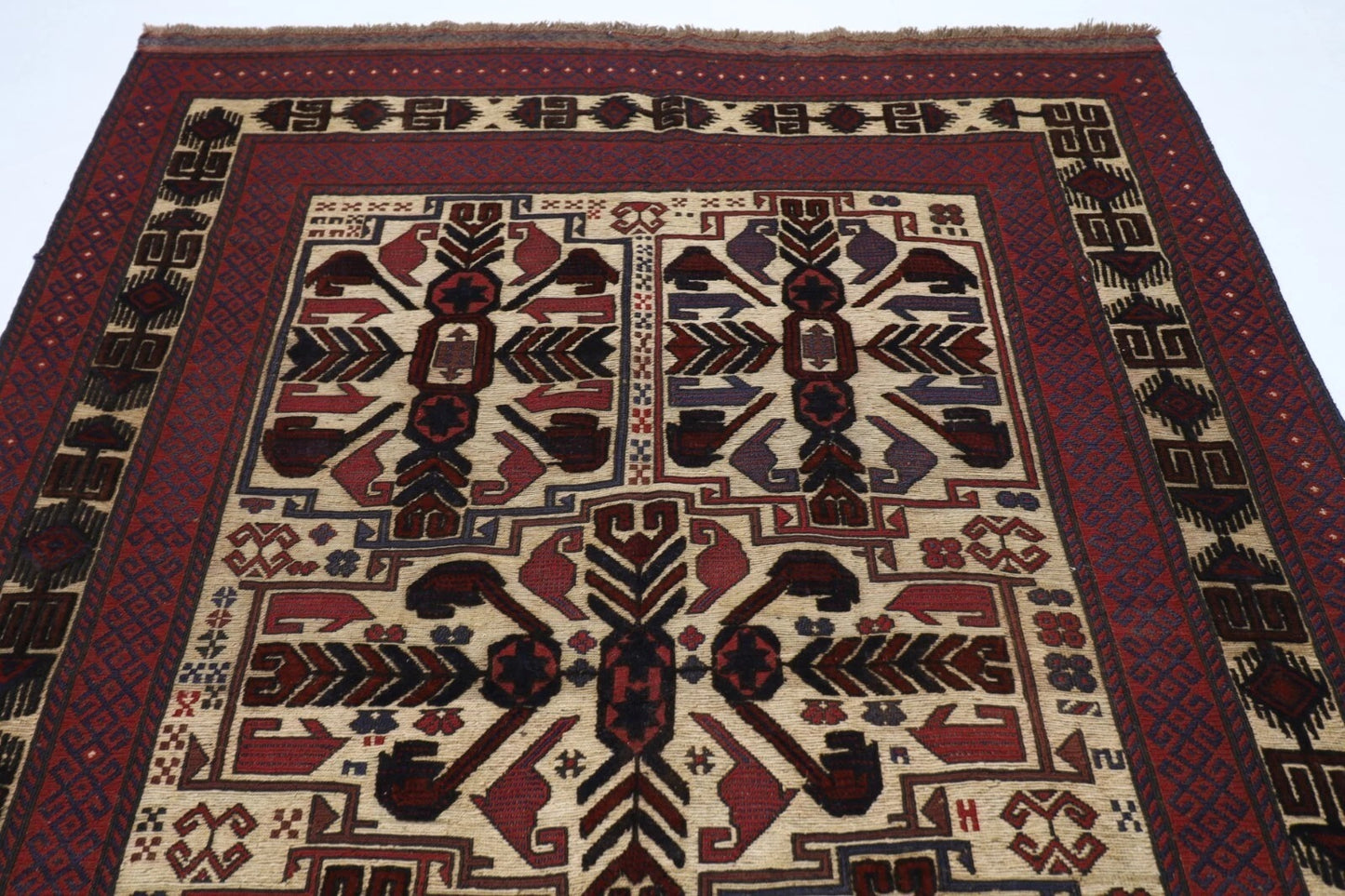 202 x 272 cm | Vintage Flat Weaved Kilim Afghan Tribal Hand Knotted Carpet