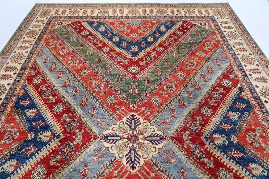 276 x 413 cm | Kazak Afghan Tribal Hand Knotted Carpet