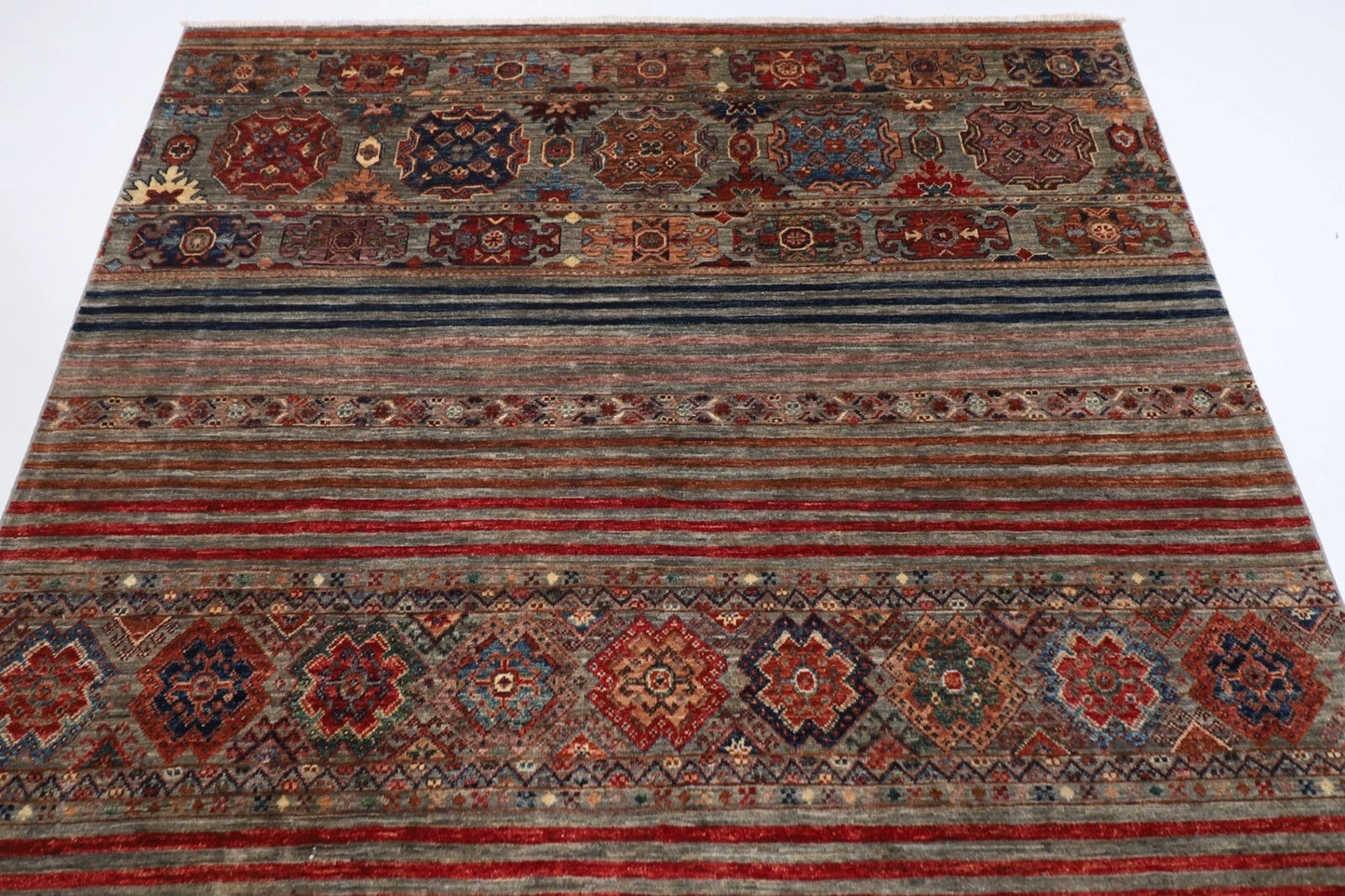 169 x 247 cm | Khorjun Afghan Tribal Hand Knotted Veg Dye Wool Carpet