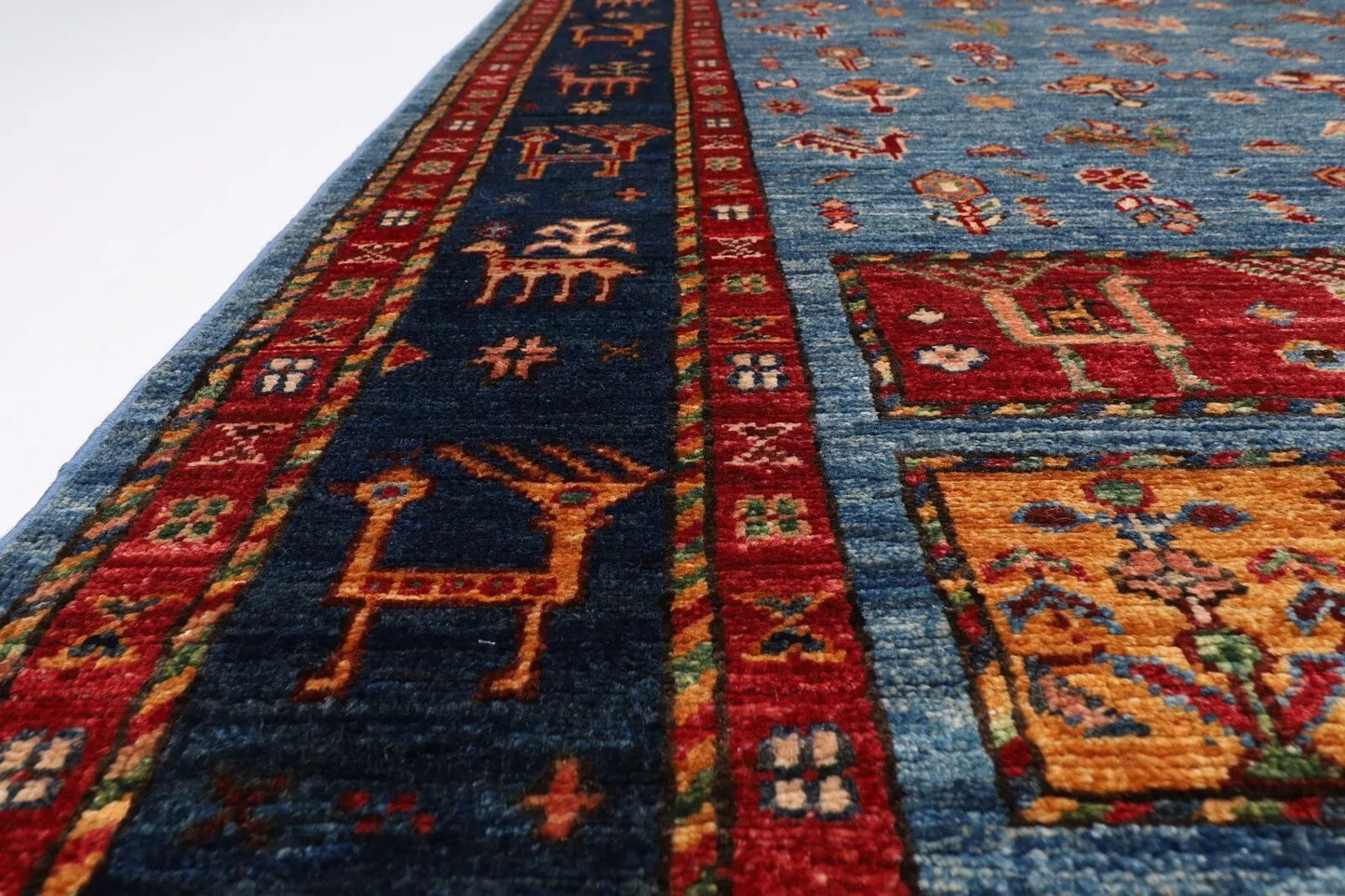 171 x 240 cm | Animal Afghan Tribal Hand Knotted Veg Dye Wool Carpet